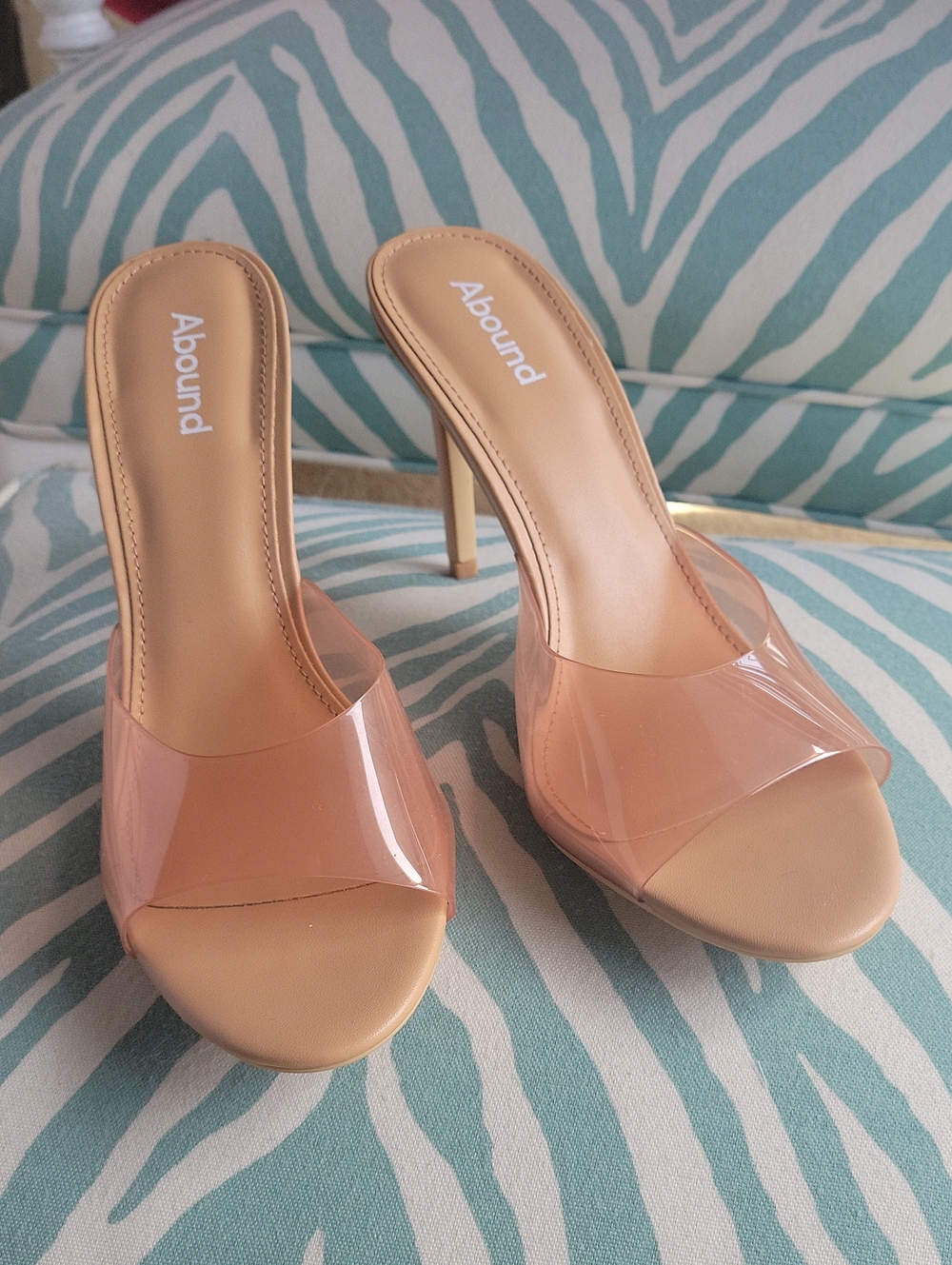 Abound Blush Clear Strap Stiletto Mules